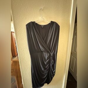 Express Black Draped Midi Dress